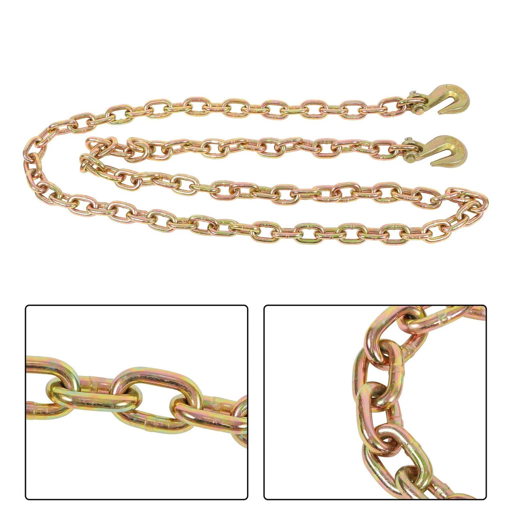 Set of 2 Grade 70 Binder Transport Chains with Grab Hooks 10' 7100lbs