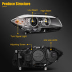 Right Side Headlight for BMW 528i 535i 550i (2011–2013)