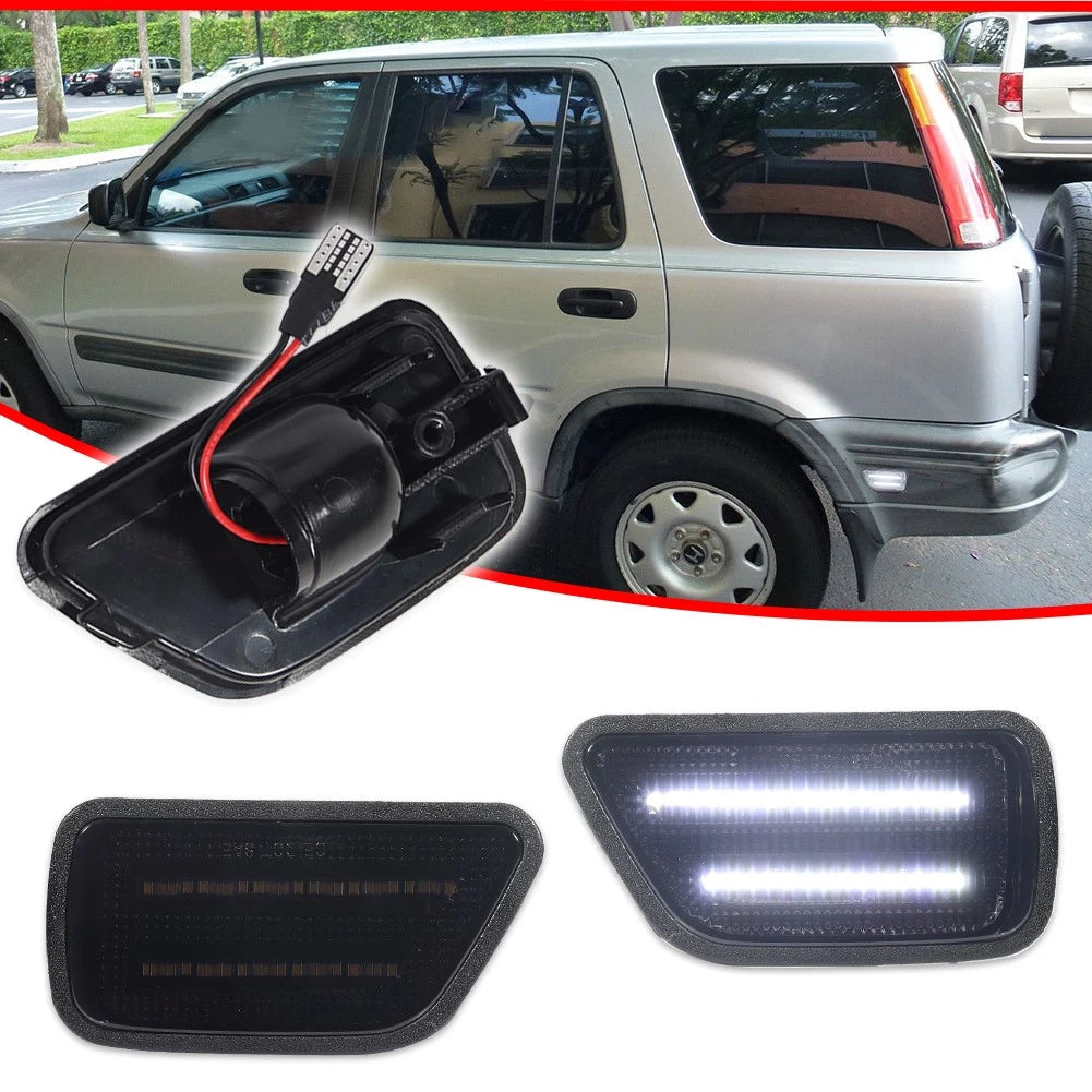 2X Smoke White LED Rear Bumper Side Marker Lamps for Honda CR-V (1997–2001)