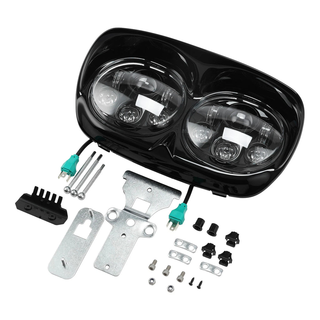 Dual LED Front Headlight for Harley Road Glide (1998–2013)