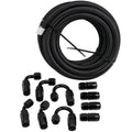6AN AN-6 20FT Fuel Line Hose Kit Nylon Braided Oil Hose Fitting Kit Black 20FT