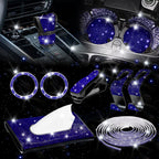 Engine Start Button Ring Gear Shift Cover Kit for Blue Bling Diamond (2013–2019)