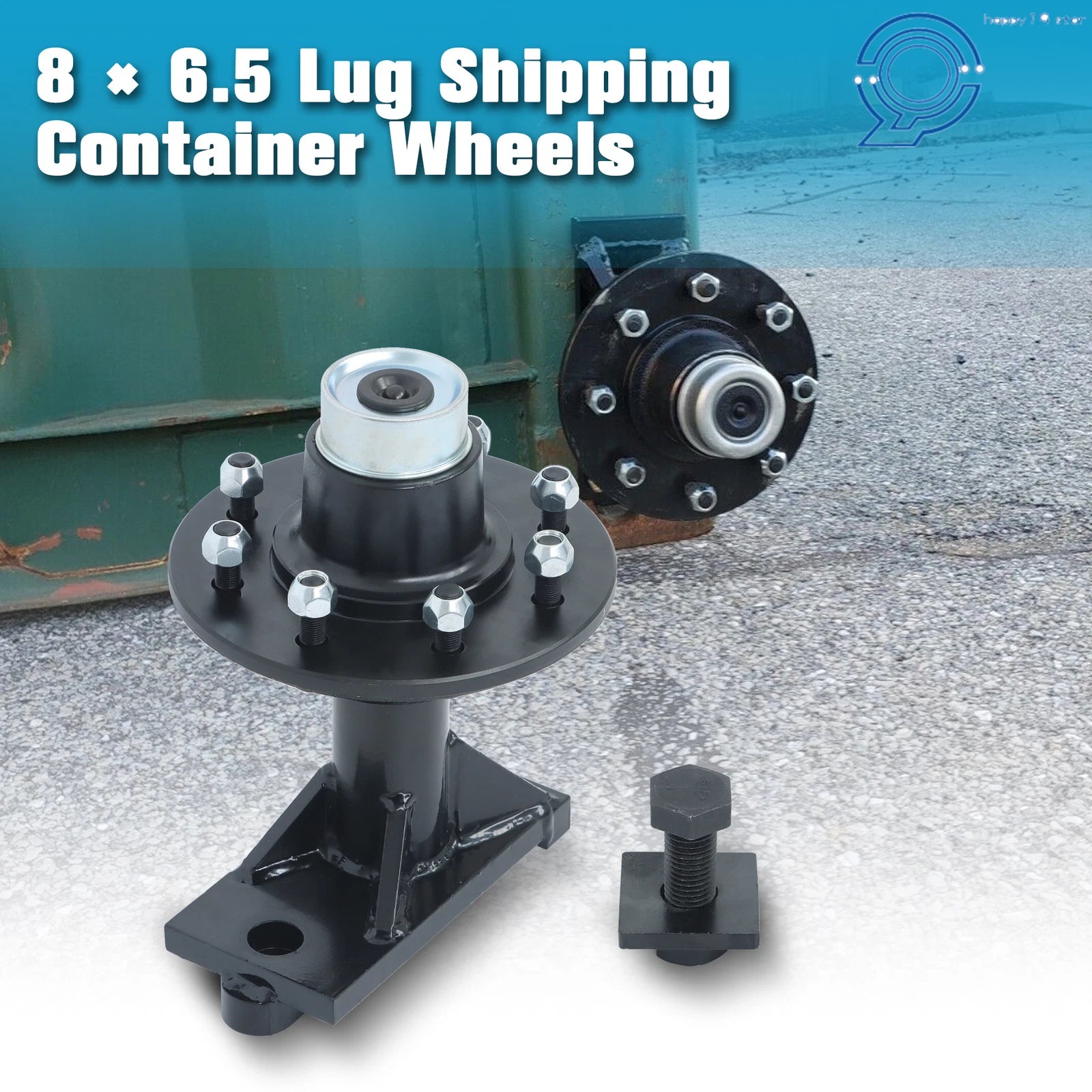 8 Lug Bolt-On Spindle Kit for Shipping Container Wheels (No Handle)