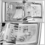 Pair of Chrome Housing Clear Side Headlights for Chevy Silverado (2014–2015)