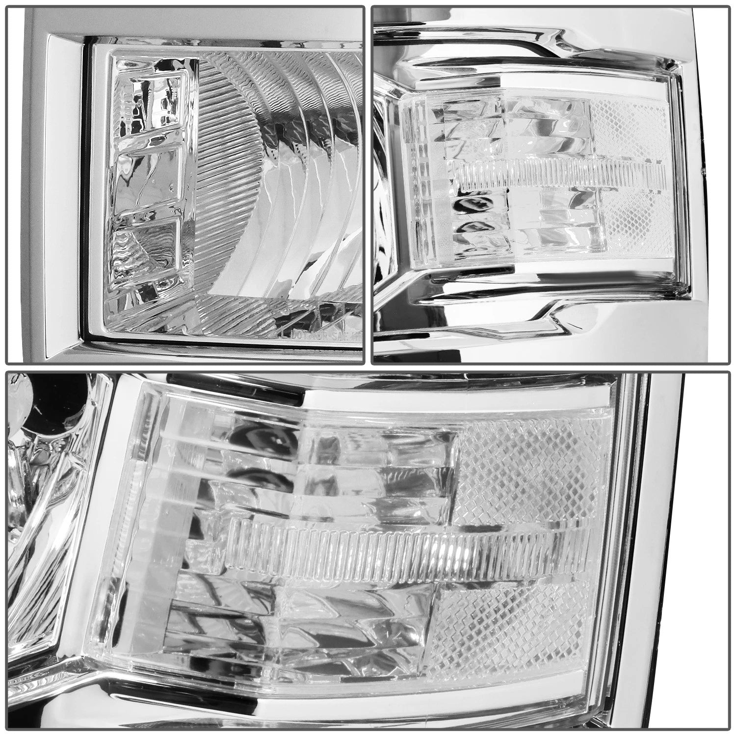 Pair of Chrome Housing Clear Side Headlights for Chevy Silverado (2014–2015)