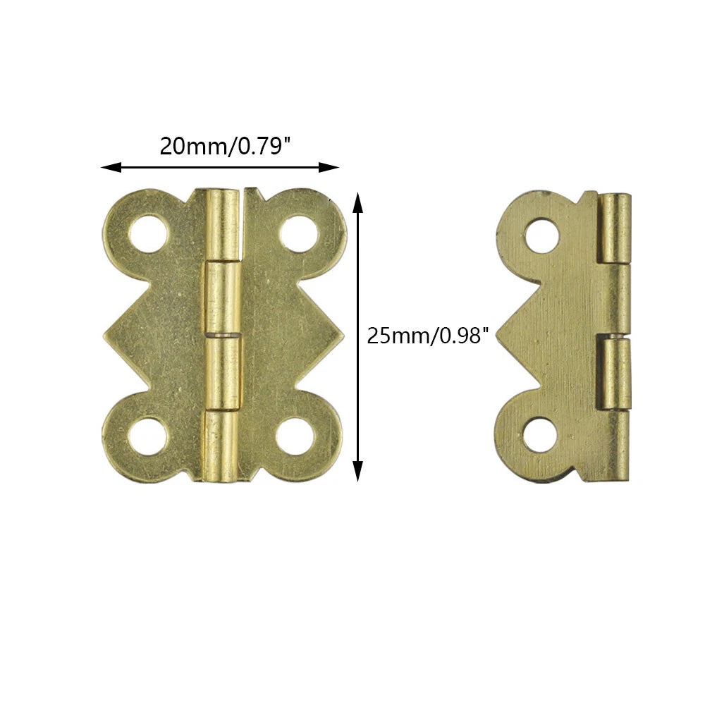 20Pcs Mini Hinge for Jewelry Chest Dollhouse Wine Music Box (No Year)