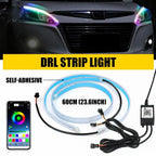 2X 60CM RGB Flexible LED 5050 DRL Running Lamp Strip for Headlight IP68