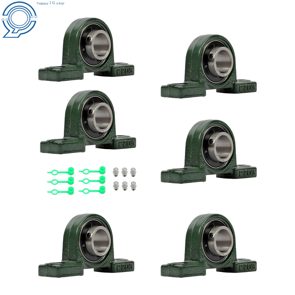 Set of 6 Pillow Block Bearings for UCP205-16 (1" Bore)