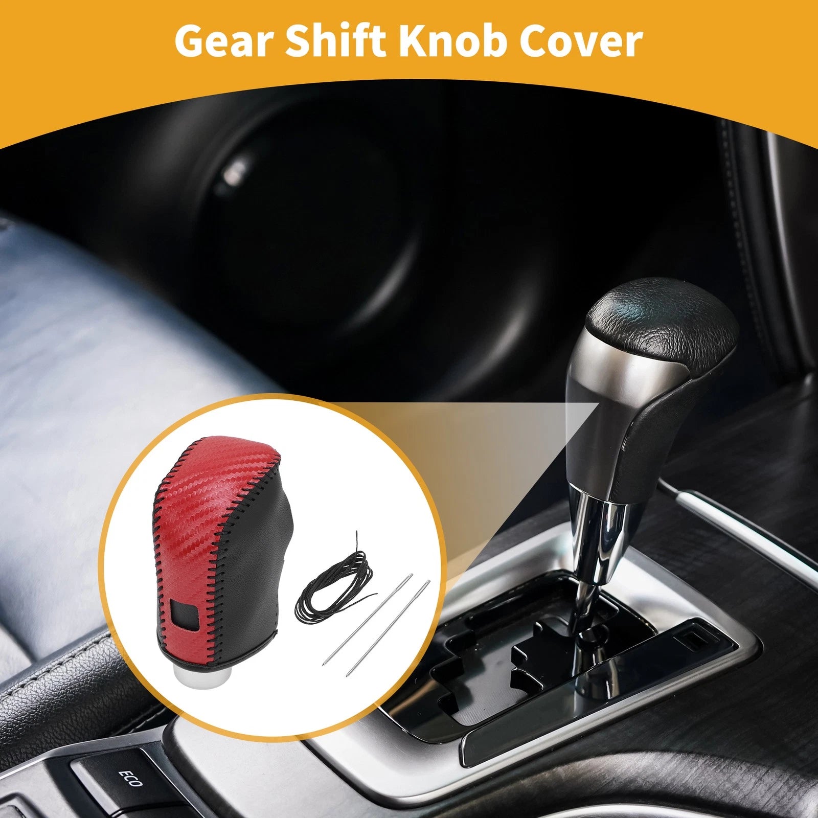 Gear Shift Knob Cover for Nissan Altima (2019–2024) Red Carbon Fiber Black