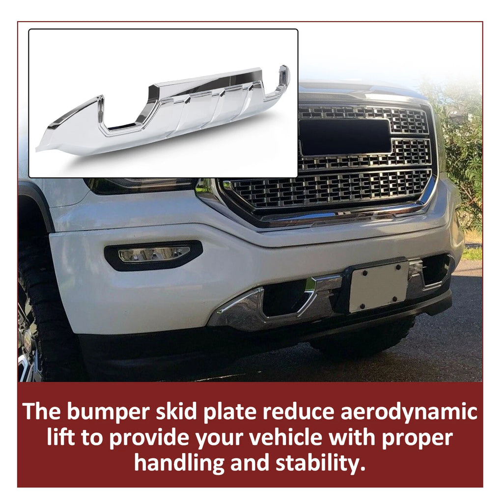 Front Bumper Skid Plate Valance for GMC Sierra 1500 (2016–2019) Chrome