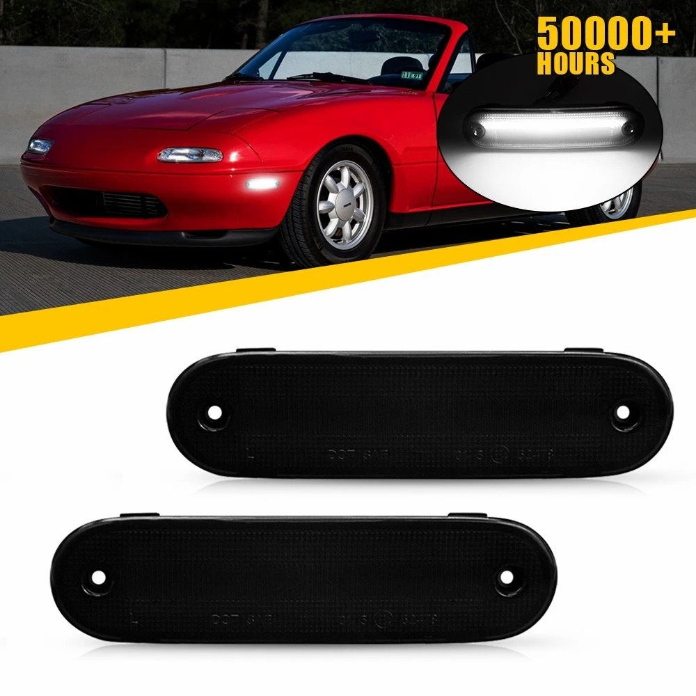2X Front/Smoke Rear White LED Marker Side Light for Mazda Miata MX-5 (1990–2005)