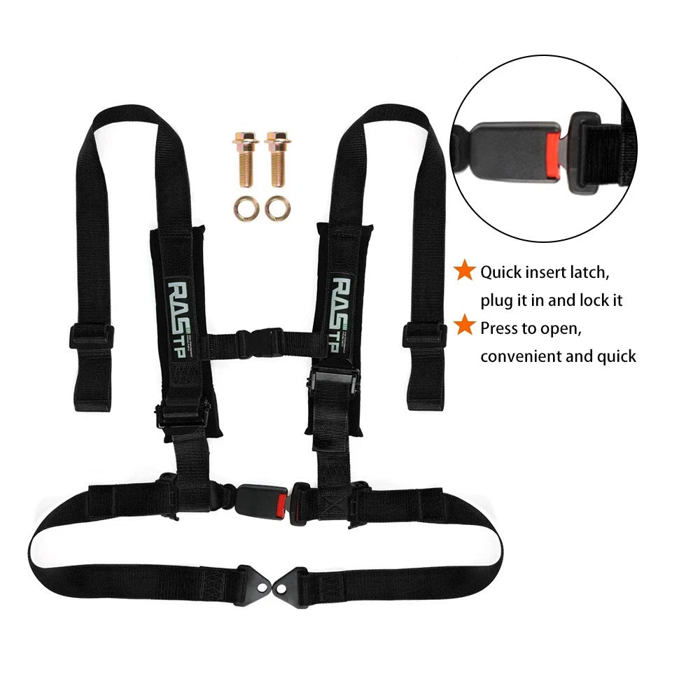 Set of 4 Point Harness Racing Seat Belt Black 2" Padding for CanAm X3 YXZ UTV