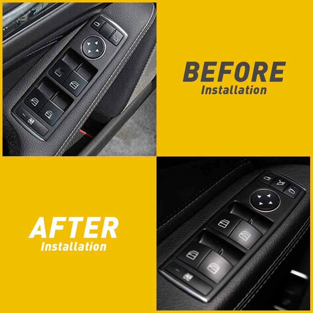 Set of 14 Door Window Switch Button Stickers for Mercedes-Benz GLA250 (2014–2017)