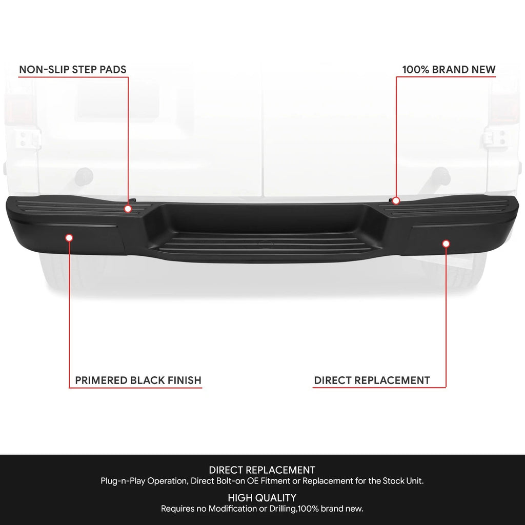 Rear Bumper for Nissan NV1500 NV2500 NV3500 (2012–2021) Black w/o Park Sensor Holes