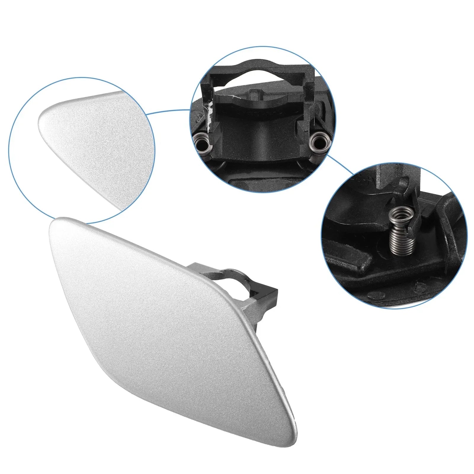 Front Right Bumper Headlight Washer Nozzle Cover Cap for BMW 328 Silver Tone