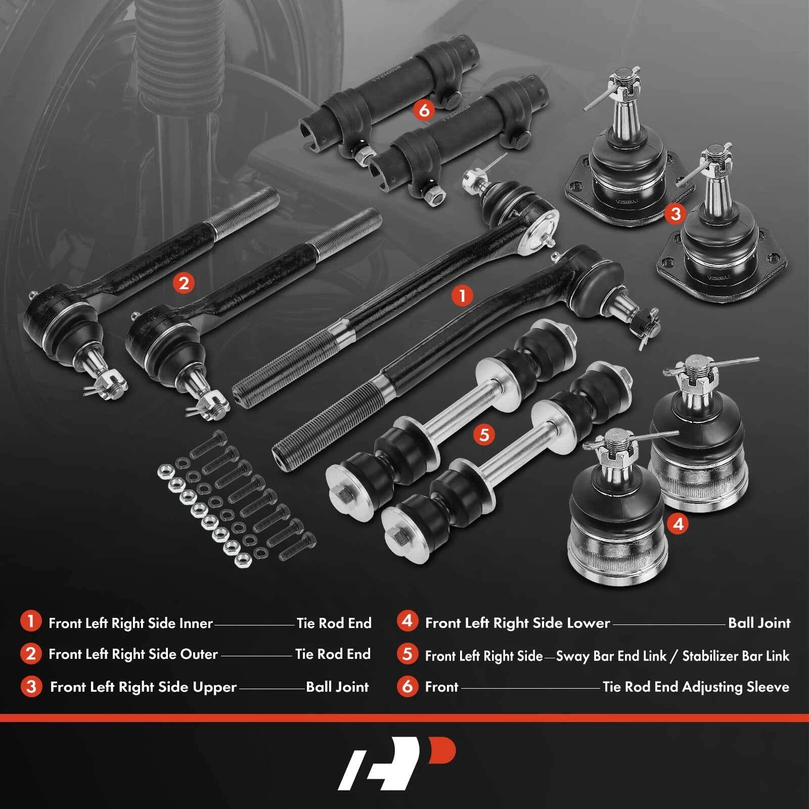 6X Front Ball Joints & Sway Bar End Links for Chevy Camaro (2010–2015)
