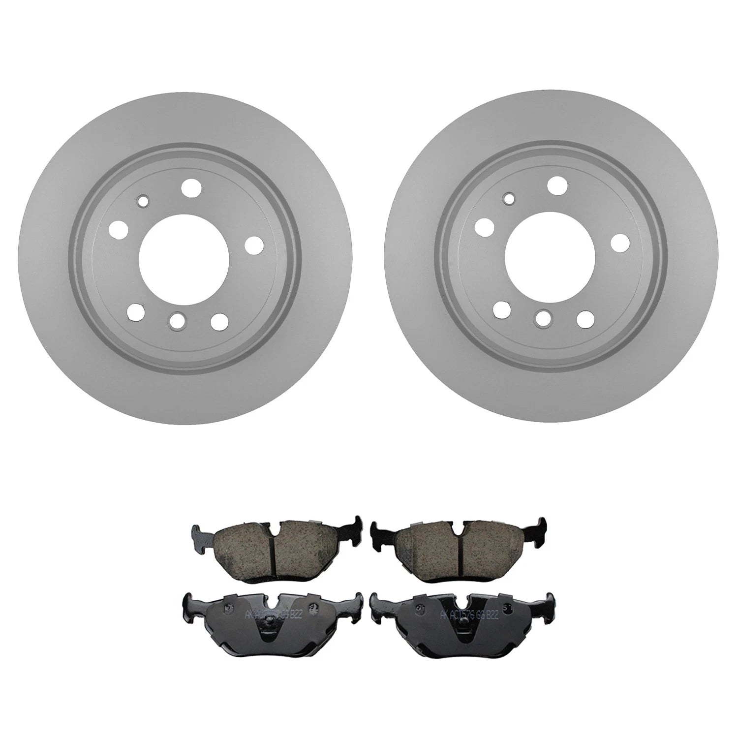 Set of 2 Bosch QuietCast Rear Rotors & Akebono EURO Ceramic Pads for E34 525i (1988–1995)