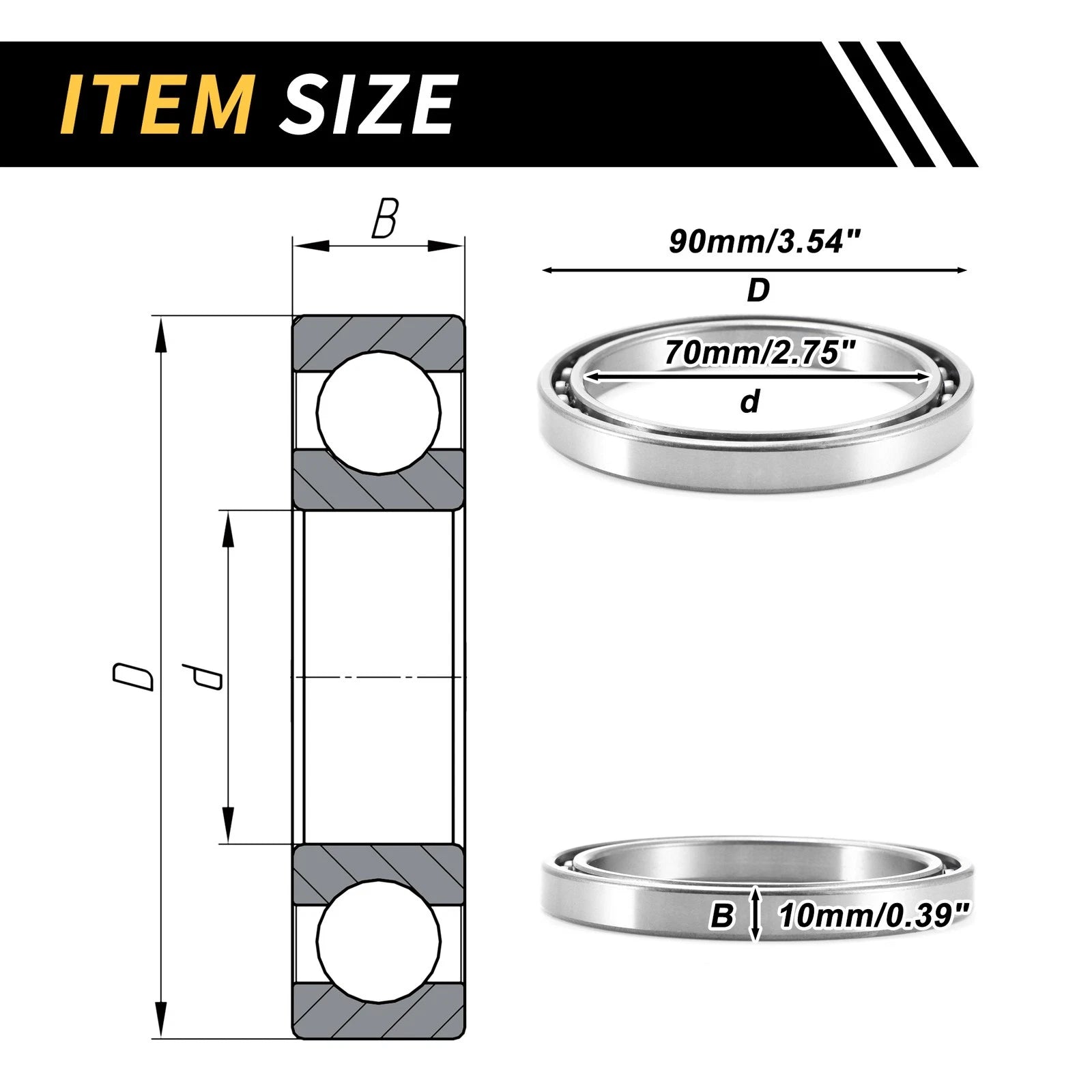 Deep Groove Ball Bearing 70x90x10mm for Scooter Skateboard (6814)