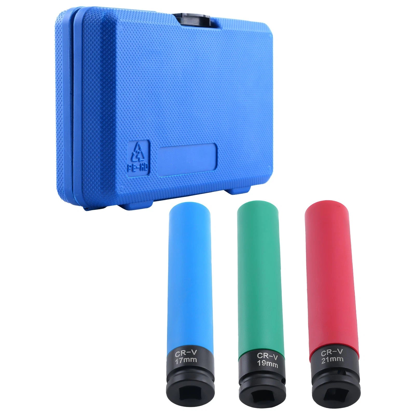 Set of 3 Impact Sockets for Wheel Nuts (17mm, 19mm, 21mm)