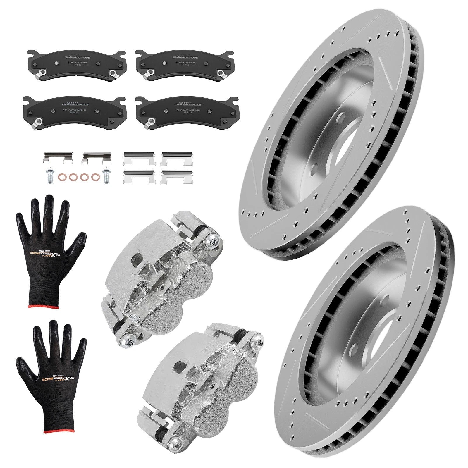 Front Drilled Rotors Brake Calipers Pads Kit for Cadillac Escalade (2002–2020)