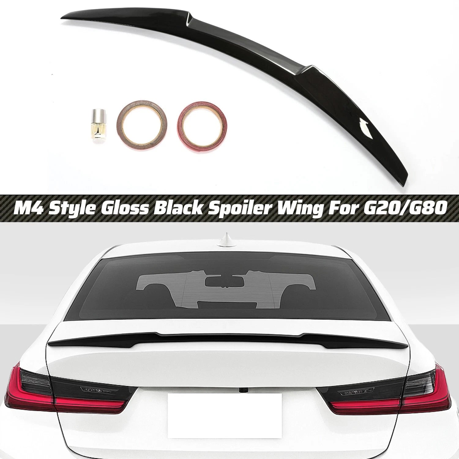 Rear Trunk Spoiler for BMW G20 330i G80 M3 (2019–2025) Gloss Black M4 Style