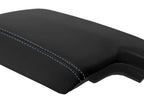 Leather Console Lid Armrest Cover for Subaru Crosstrek (2018–2020) Black Blue Stitch