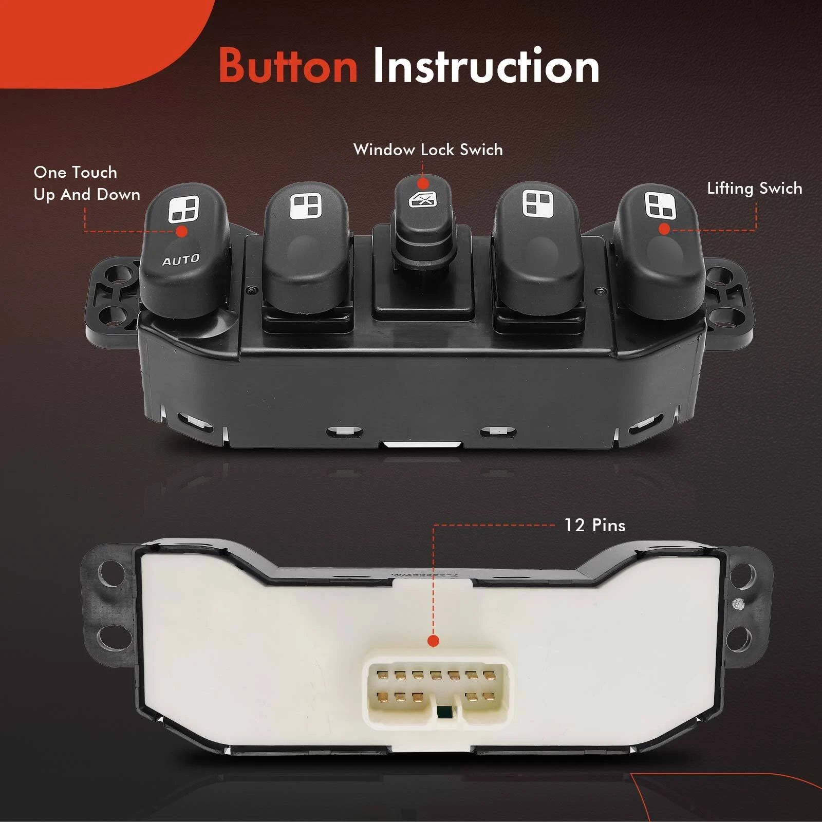 Front Left Power Window Switch for Chevy Equinox (2005-2006)