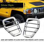 Chrome Front Side Marker Light Guard Covers for Hummer H3 (2006–2010)