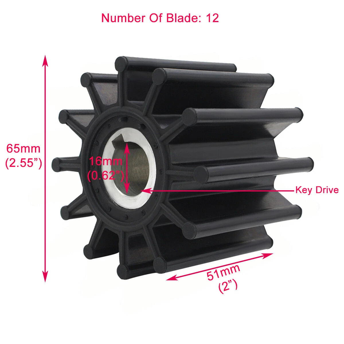 Water Pump Impeller for Jabsco (18327-0001, CEF, 500167, JMP 7532-01)