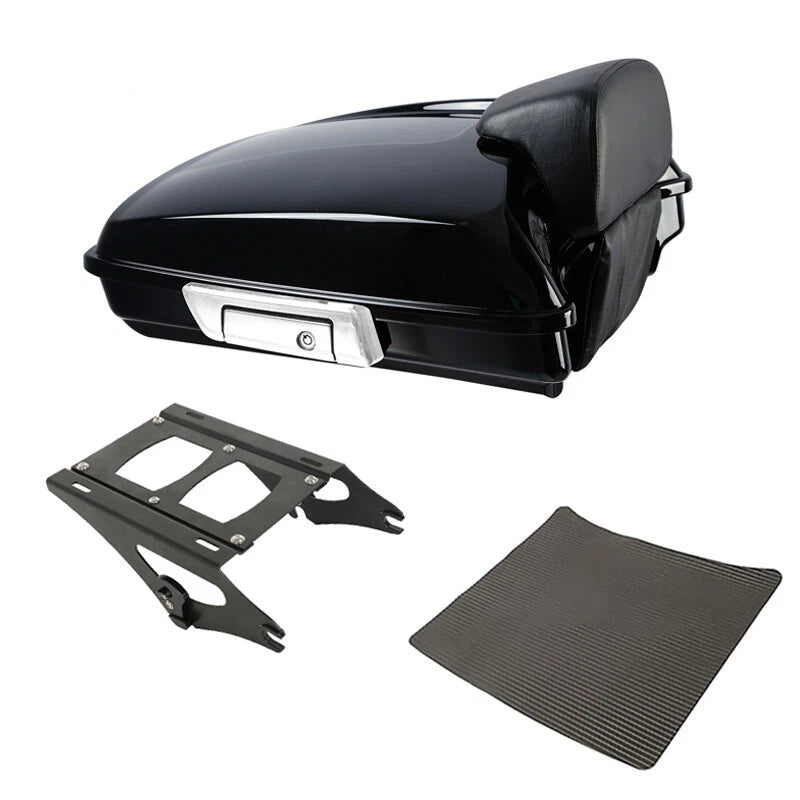 Black Razor Trunk Backrest Mount Rack for Harley Touring Road Glide (2014–2026)