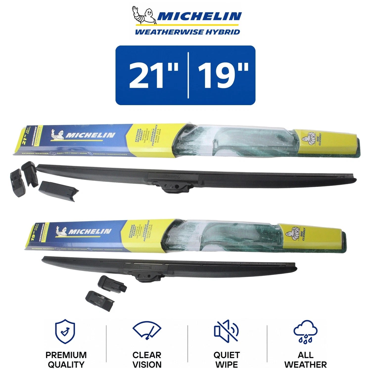 Set of 2 Michelin WeatherWise Hybrid Wiper Blades for Mazda (1999–2009)