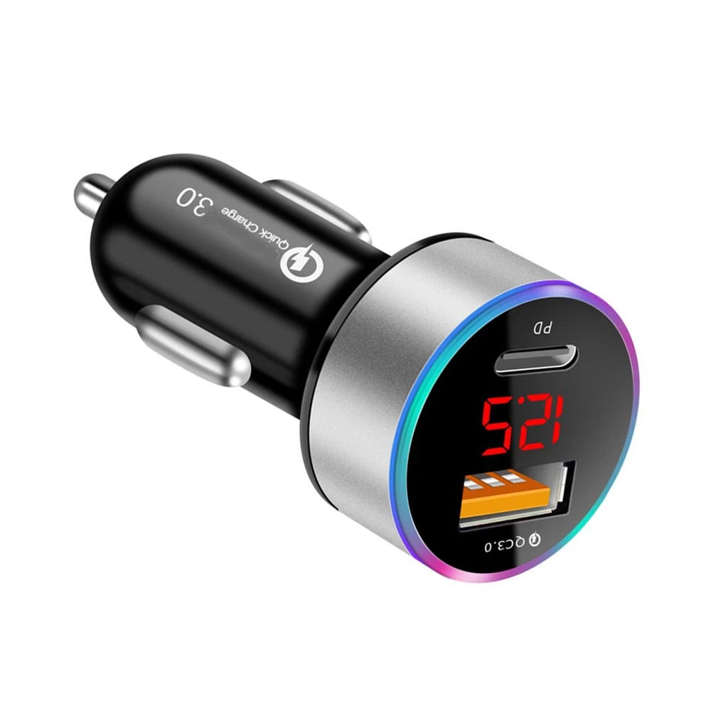 2X Fast Charger QC3.0 USB Type C Dual Port Cigarette Lighter Socket