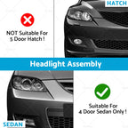 Headlight Right for Mazda 3 BK Sedan (2003–2009)
