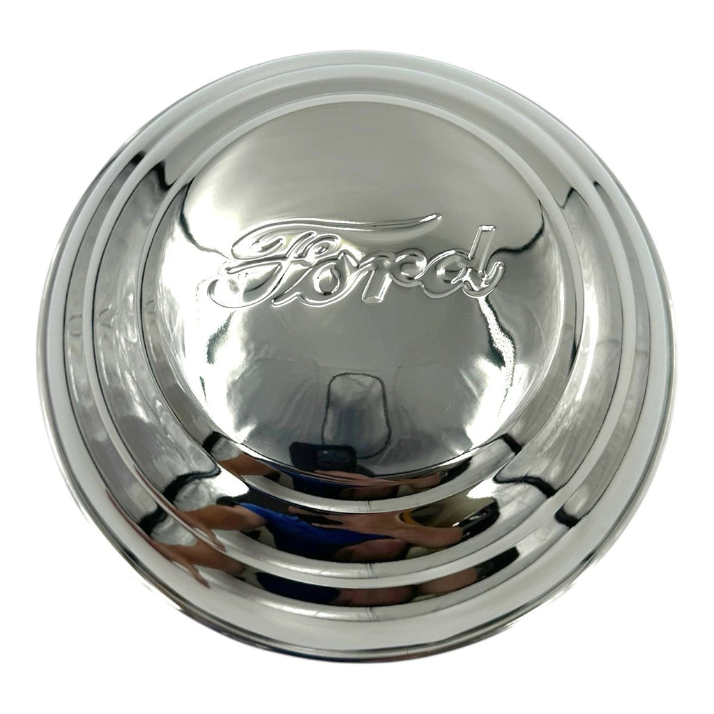Licensed 7.5" Stainless Steel Hubcaps with Ford Script for Aftermarket Rims (4)