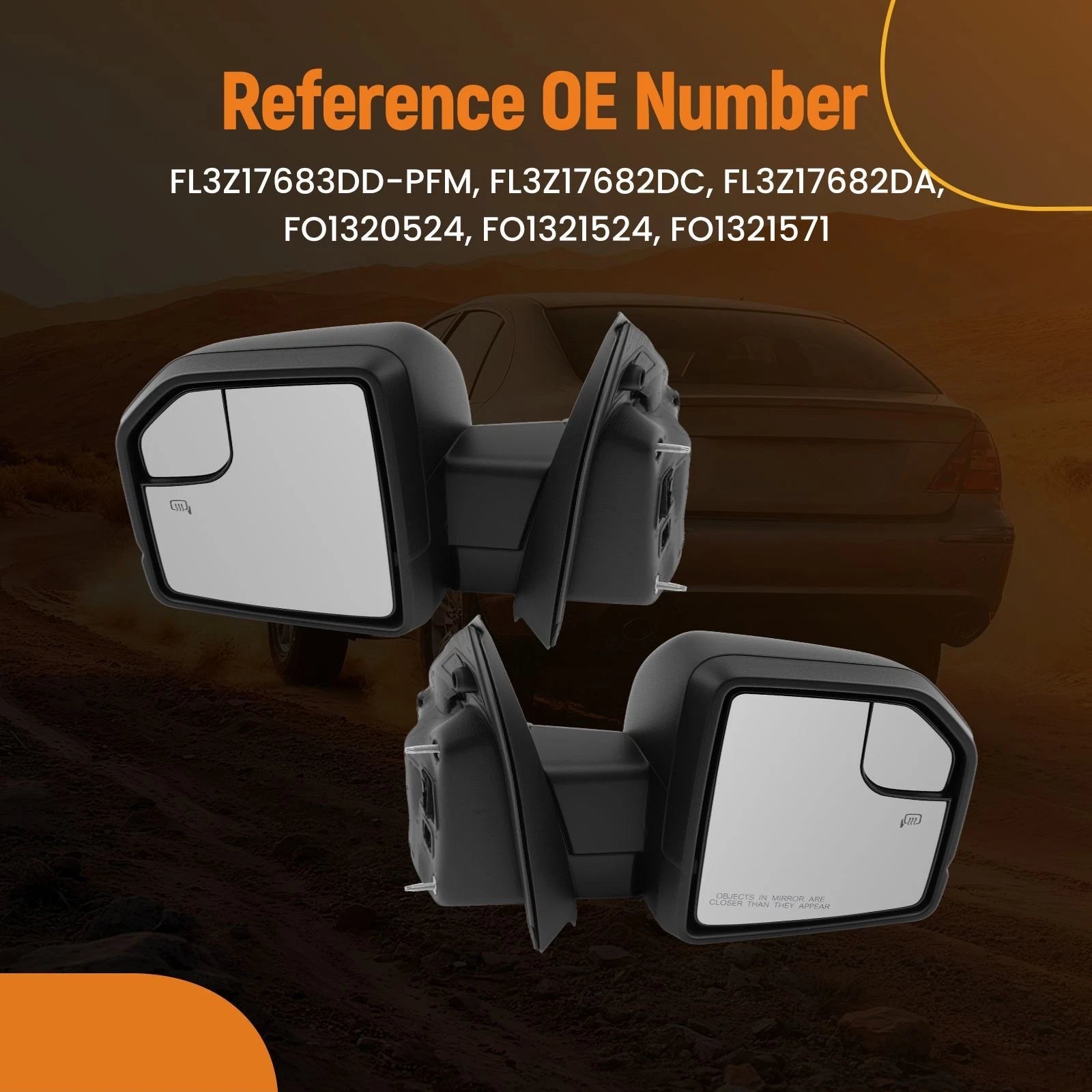 Heated Power Mirror for Ford F-150 XL (2015–2017) FL3Z17683DD Signal Blind