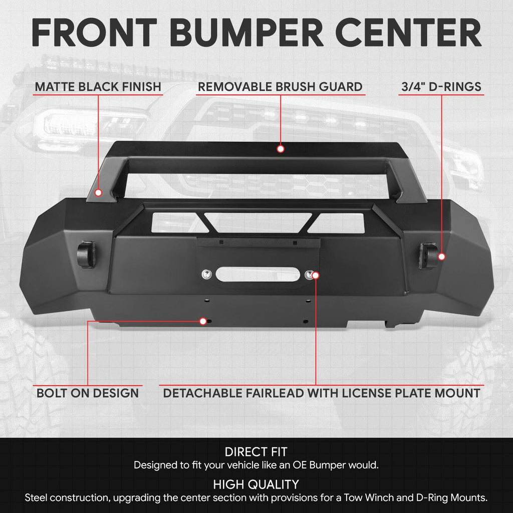 Steel Front Bumper for Toyota Tacoma (2016–2023) Matte Black Factory Style