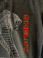 Zip Up Hoodie Jacket for Shelby Cobra (Licensed) Gray Red Snake Emblem (Unisex)