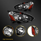 Headlight Assembly for Acura RSX (2002–2004) Black Amber Left+Right Pair