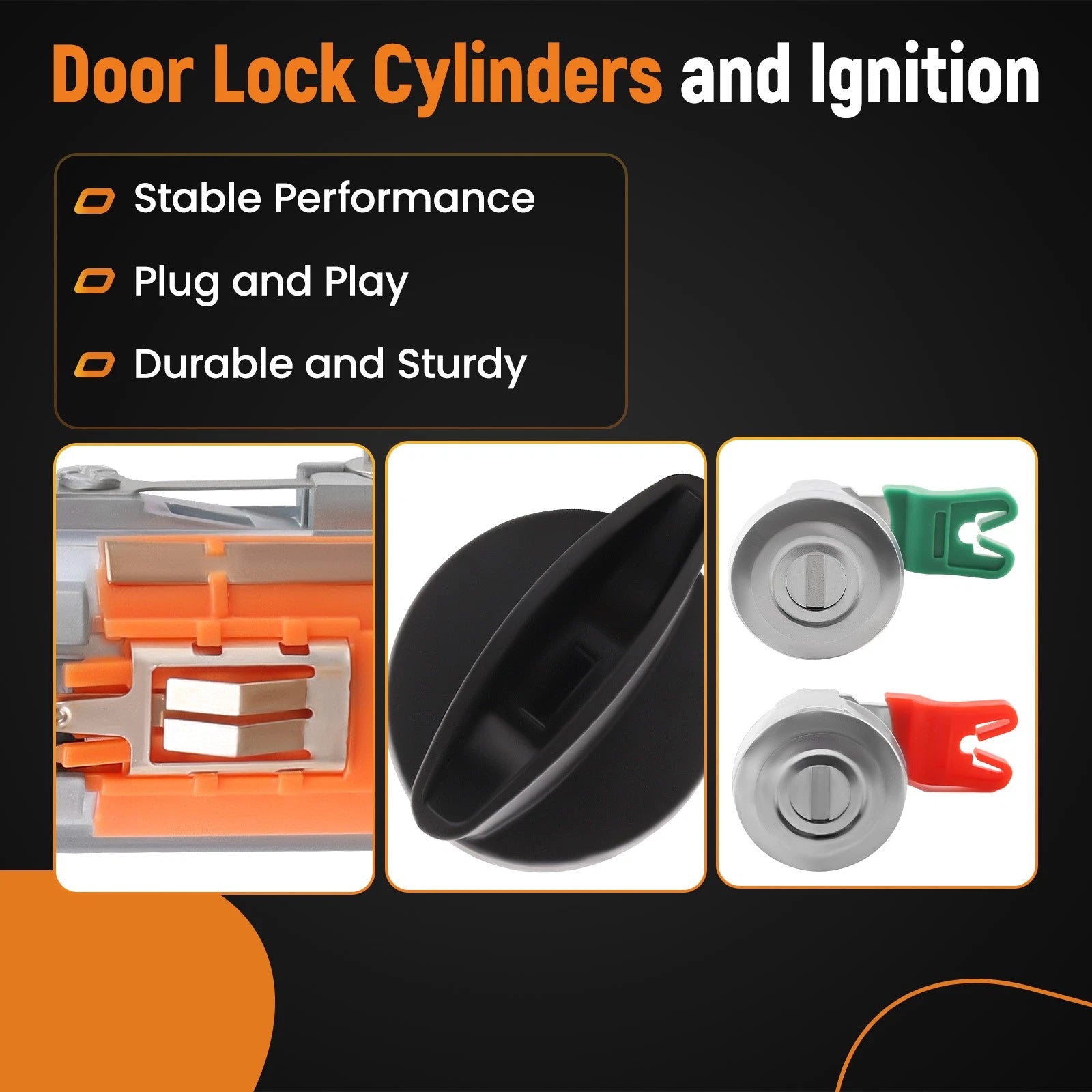 Ignition Switch Lock Cylinder + Pair Door Lock Cylinder for Ford (2004–2011)