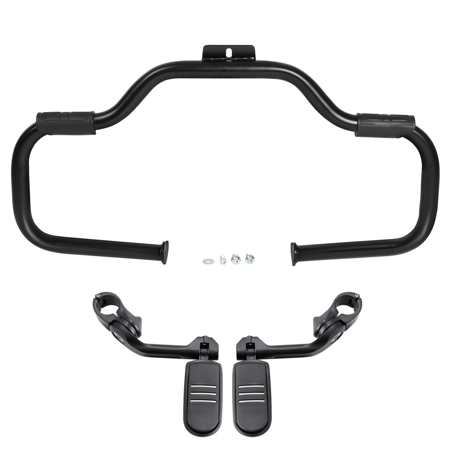 Matte Black Mustache Engine Guard Footpegs for Harley Softail (2000–2017)