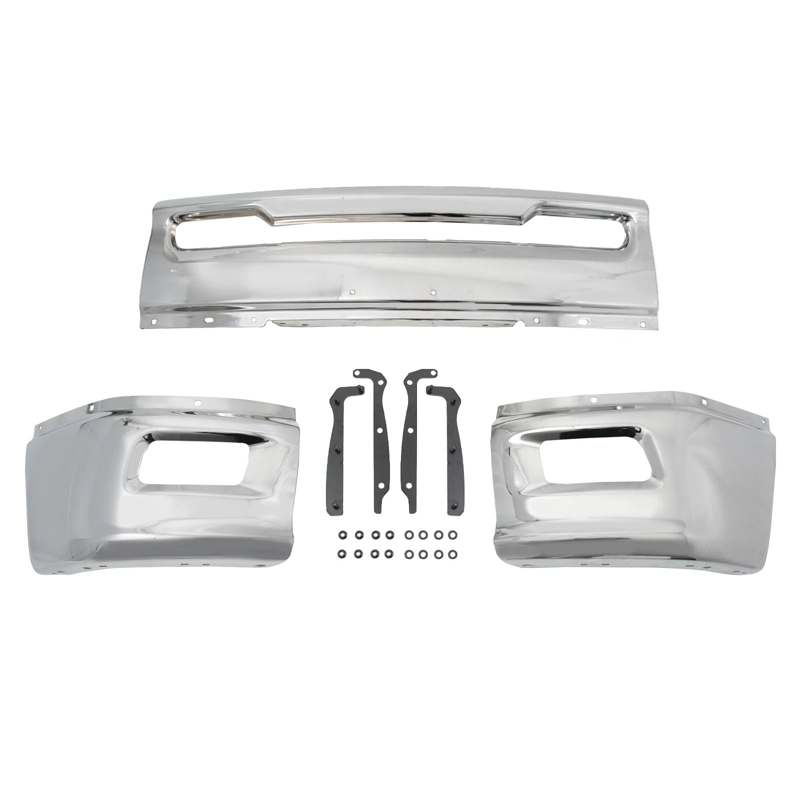 Front Bumper Face Bar for Dodge RAM 1500 (2009–2012) Chrome Steel w/Fog Light Hole