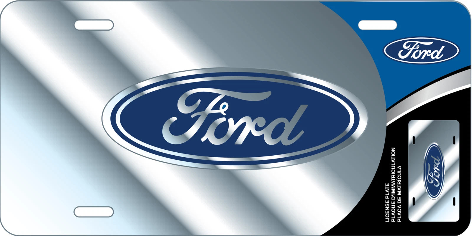 3D Chrome License Plate for Ford (55402)