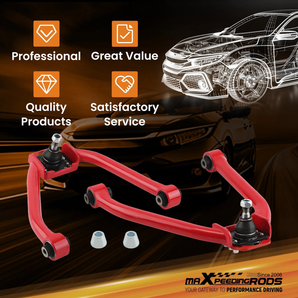 2X Adjustable Front Upper Camber Arms Kit for Nissan 350Z (2003–2009) Red