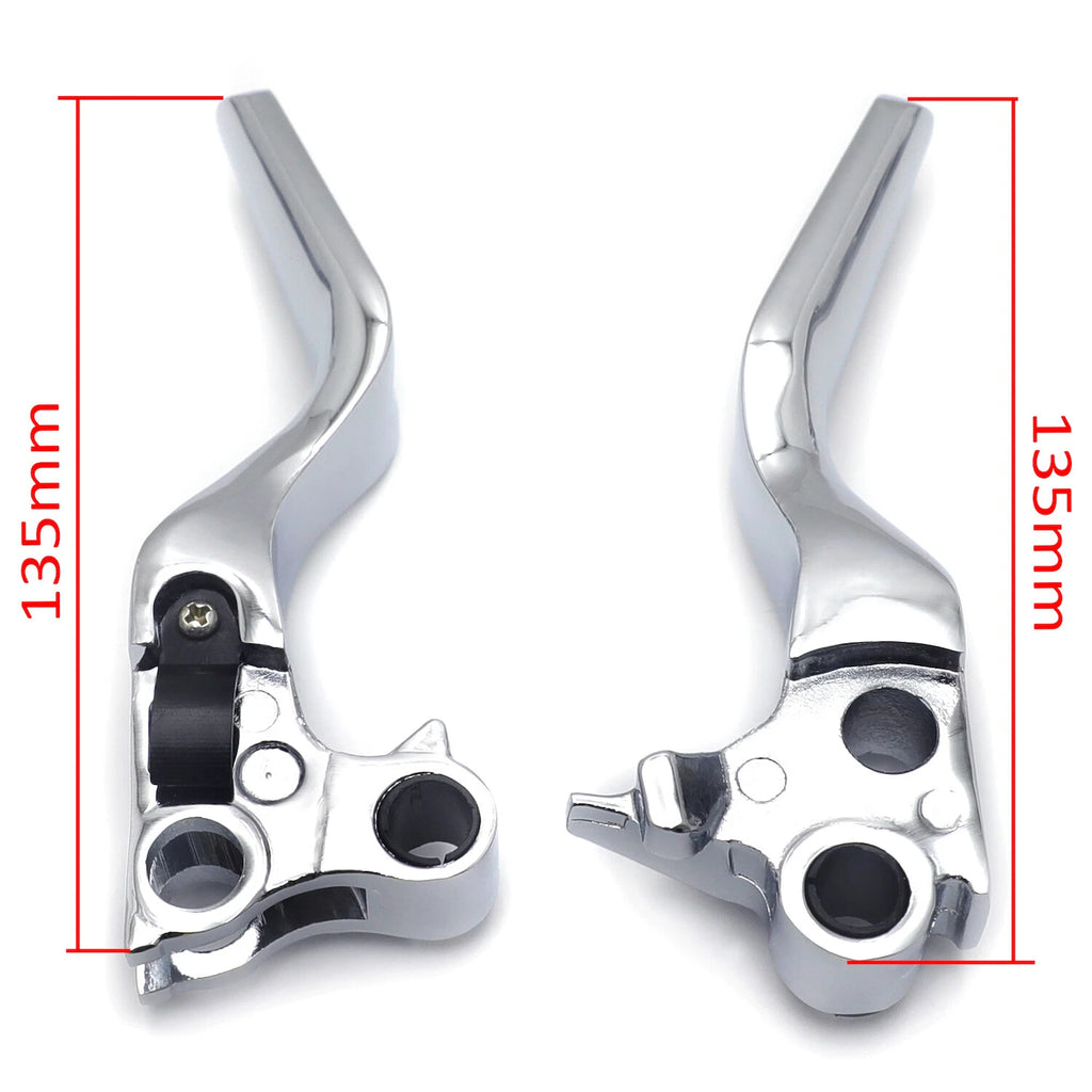 Chrome Skull Shorty Brake Clutch Levers for Harley XL/Dyna/Touring (1996–2007)