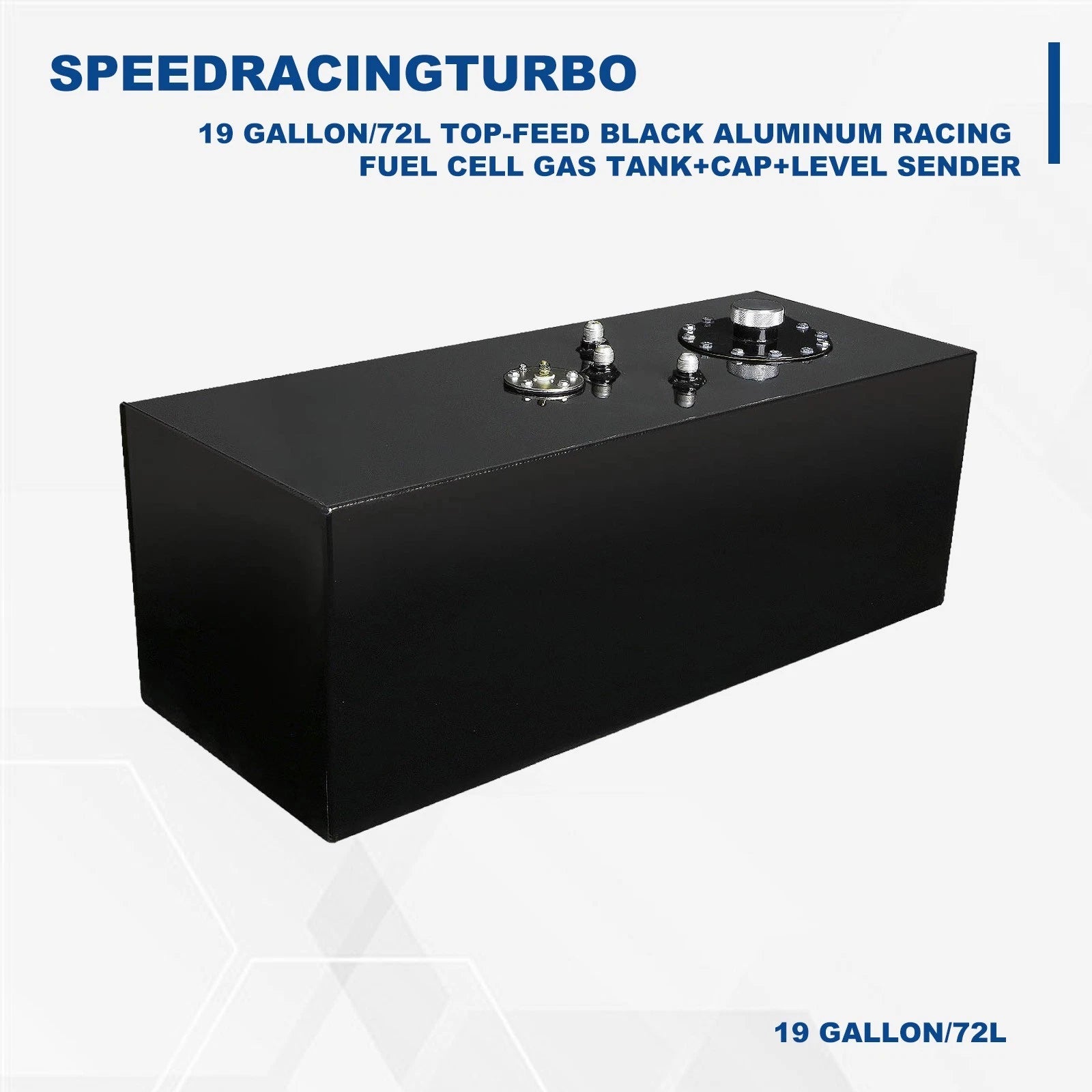 19 Gallon Top-Feed Black Fuel Cell Gas Tank with Cap & Level Sender for Universal