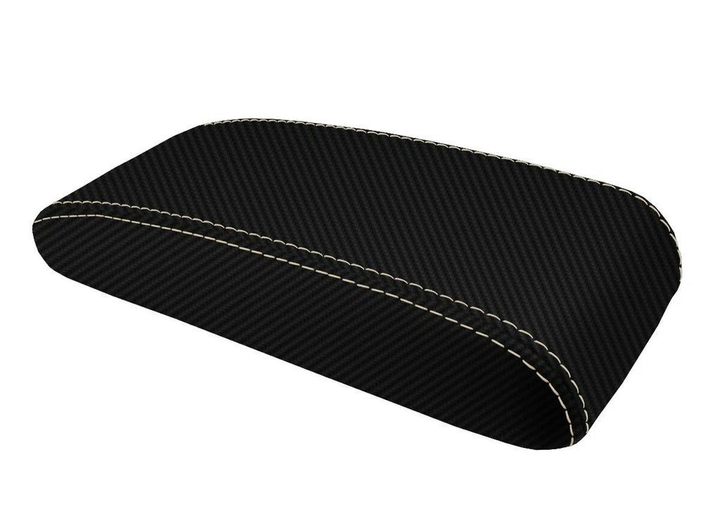 Console Lid Armrest Cover for Toyota 4Runner (1996–2002) Carbon Fiber Beige Stitch