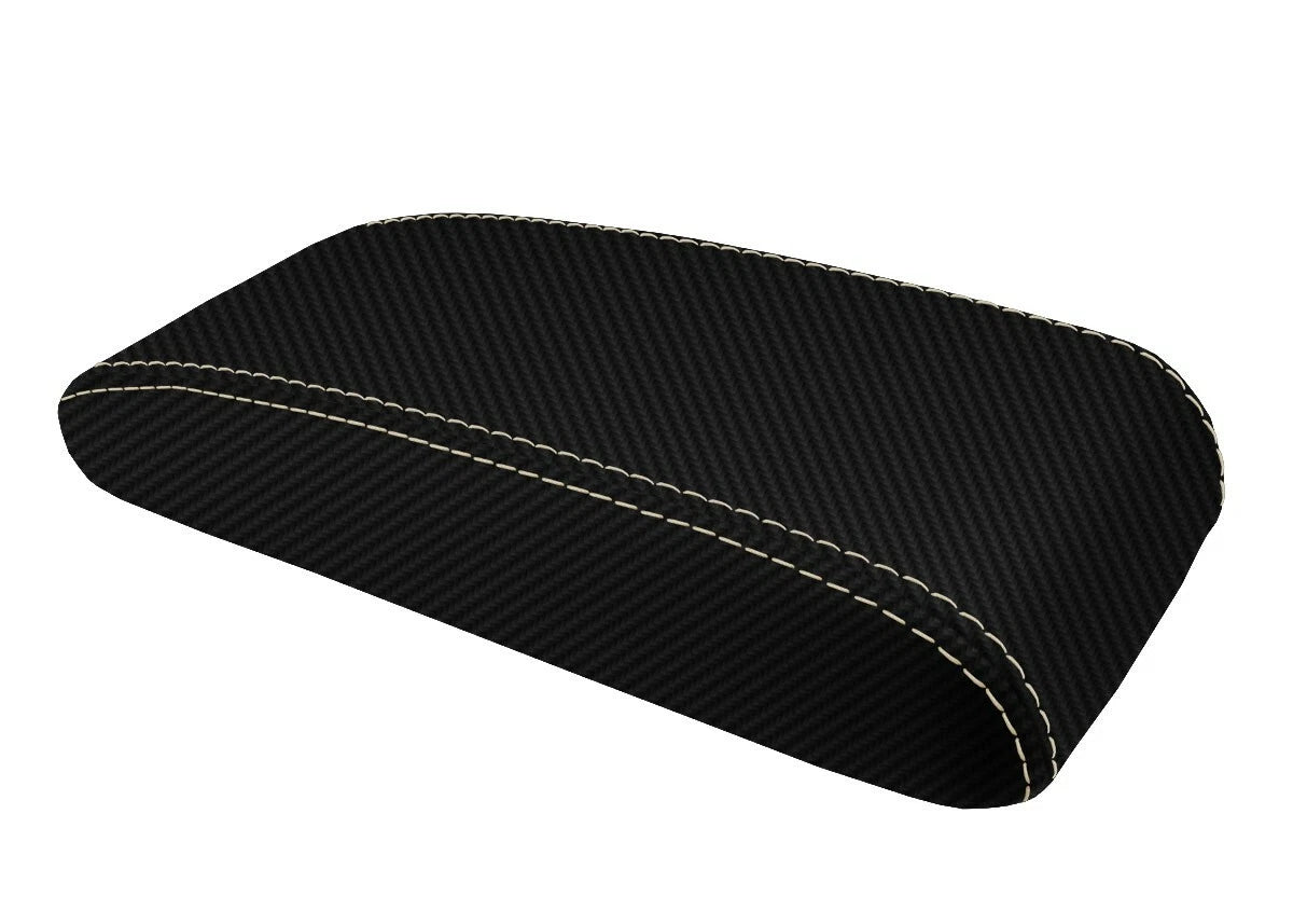 Console Lid Armrest Cover for Toyota 4Runner (1996–2002) Carbon Fiber Beige Stitch