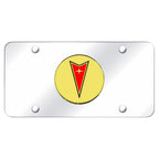 Gold Logo on Chrome License Plate - Officially Licensed for Pontiac