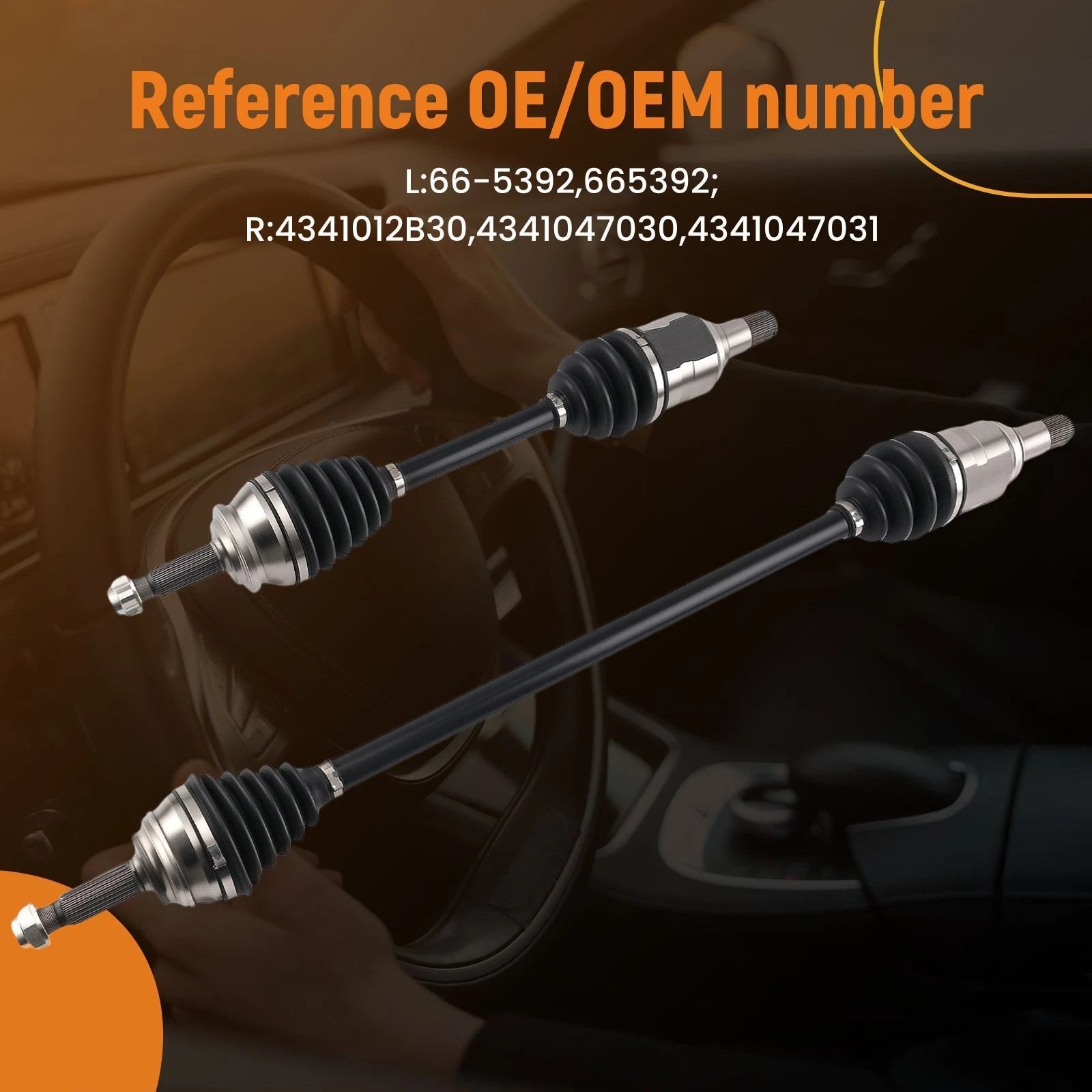 Complete CV Joint Axles Front for Toyota Prius (2010–2015) 66-5392 66-5393