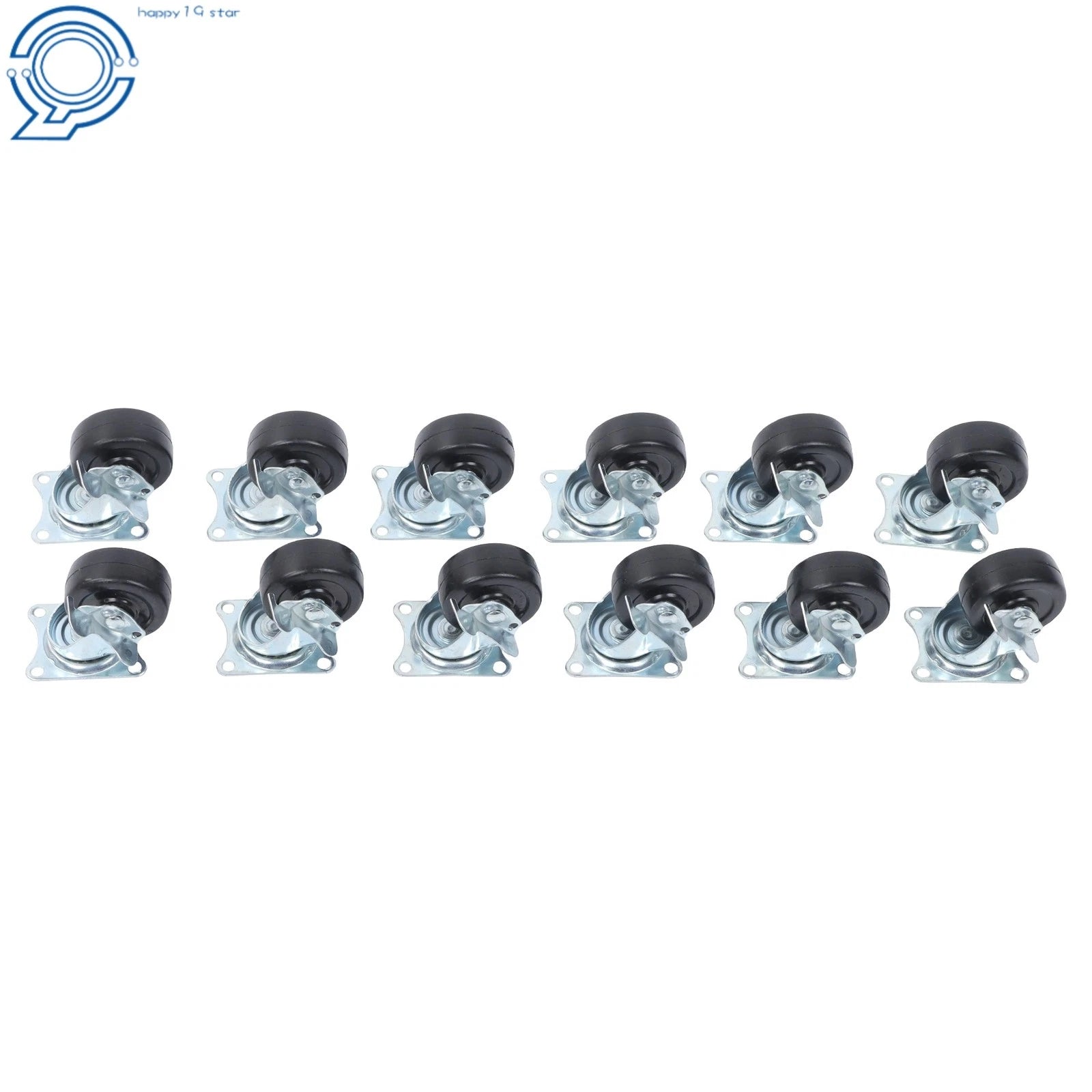 12 Pack Rubber Swivel Caster Wheels for Load Capacity 340lbs (2")